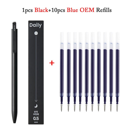 KACO Gel Pens Press Signature Pen Stationery Metal Pen Clip 0.5mm Black Ink Quicking Drying Large Capacity 800M Smooth Writing Beauty World Shop