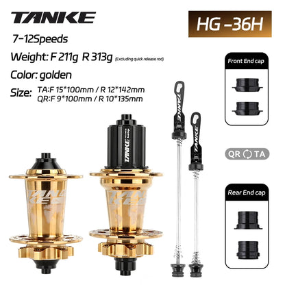 TANKE 120 Click Hub 6 Bearing Mountain Bike MTB Hub Front Rear 32 36 Holes QR Thru-axle Exchange Disc Brake Bicycle Hubs HG MS Beauty World Shop