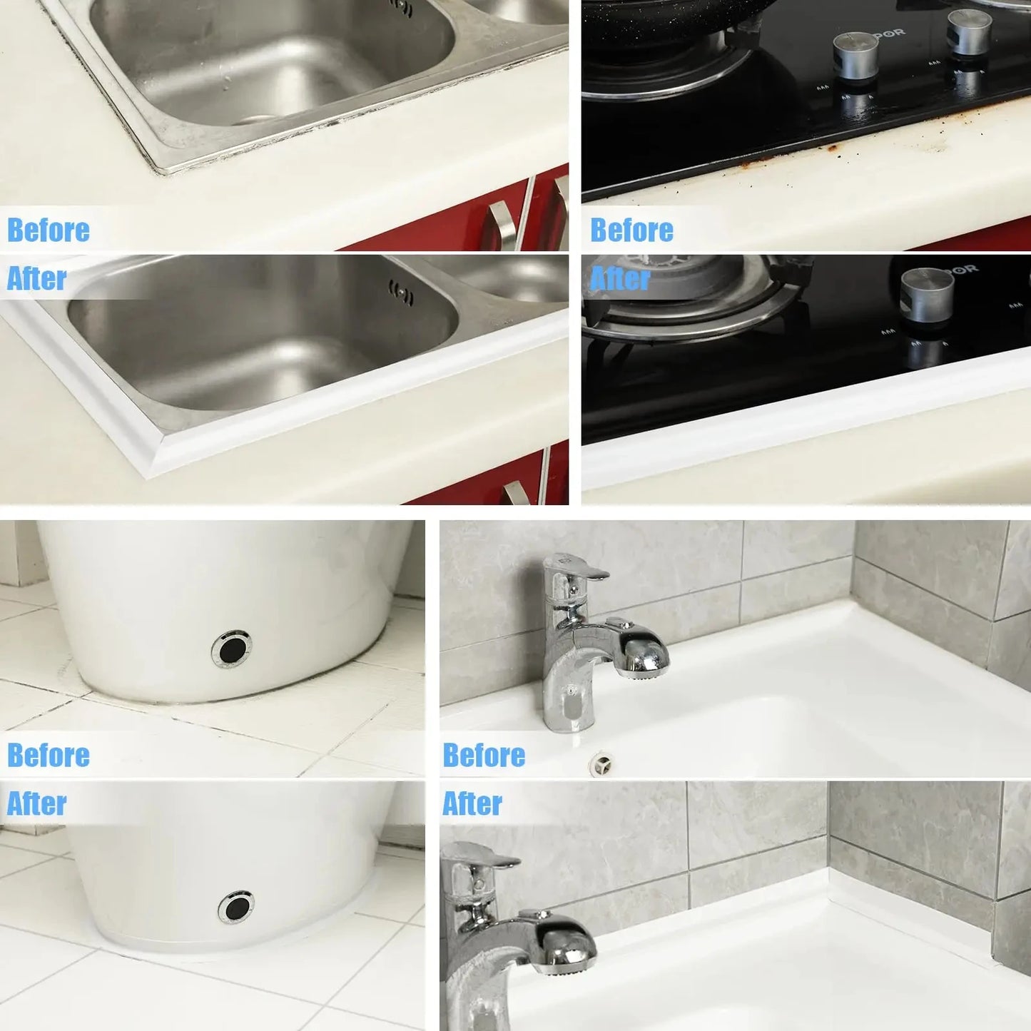PVC tape Waterproof wall glue sink edge seal mildew resistant caulking strip Kitchen bathroom shower tub Beauty World Shop