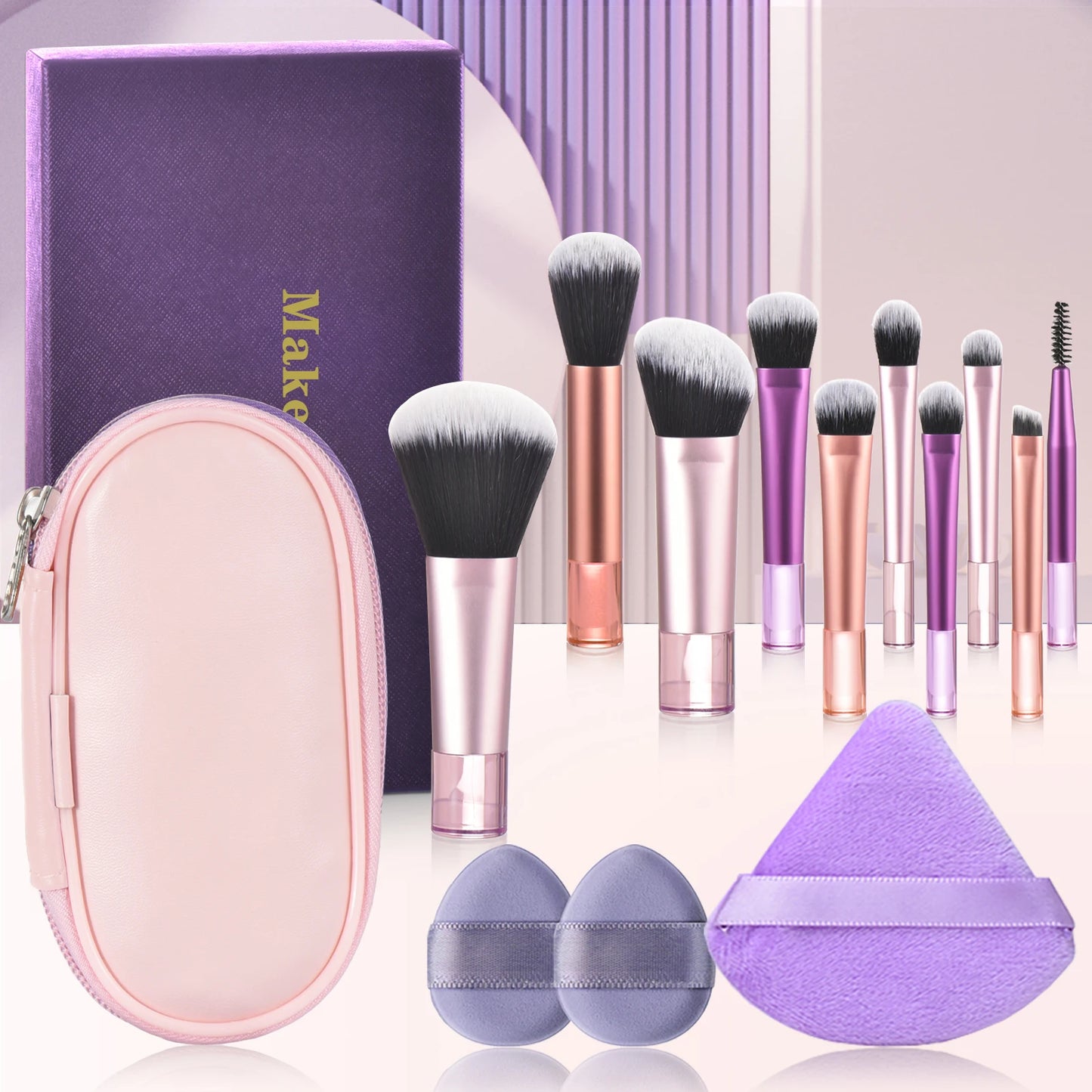 10 color Mini makeup brush Travel portable Makeup Tool Makeup Puff - Palm Brush Professional Makeup tool set Christmas gift Beauty World Shop