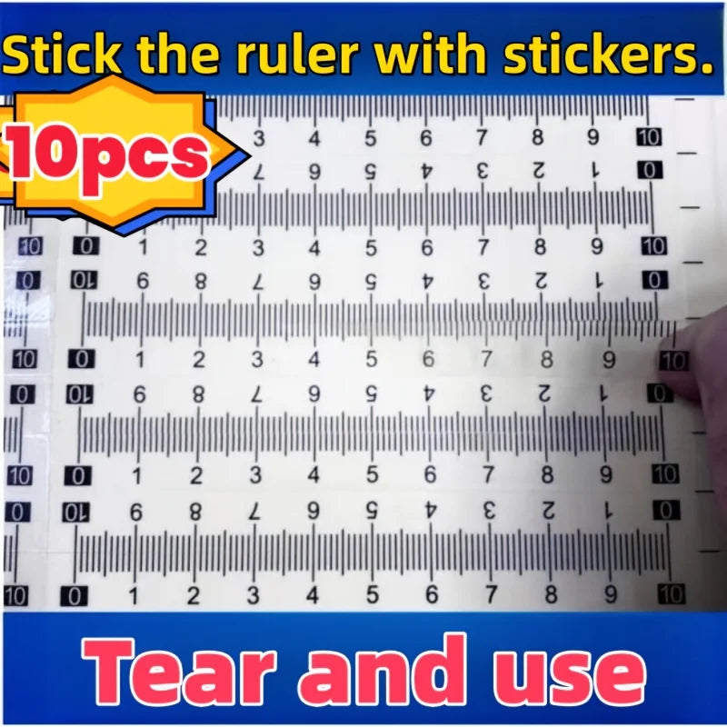 10-piece self-adhesive ruler set, suitable for office/study/sewing — can be attached to any smooth surface, measuring tool Beauty World Shop