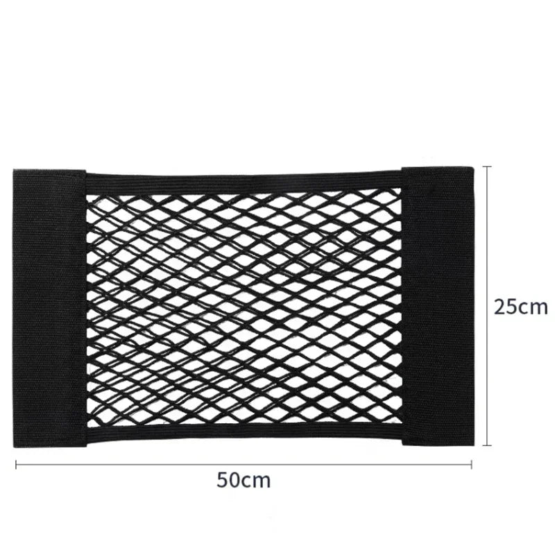 Car Storage Net Stretchable Mesh Pocket Net Magic Elastic Sticker Universal Rear Mesh Trunk Seat Bag Pocket Cage Auto Organizer Beauty World Shop