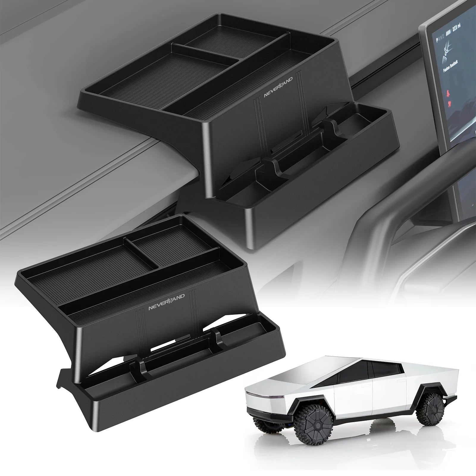 NEVERLAND Center Console Organizer, Behind Screen Storage Box for Tesla Cybertruck, Phone Holder Truck Accessories Beauty World Shop