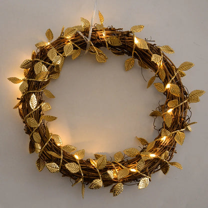 2M 20LED Golden Leaves String Fairy Lights For Wedding Birthday Party Decoration Home Garden Artificial Plant Garland Vine Light Beauty World Shop