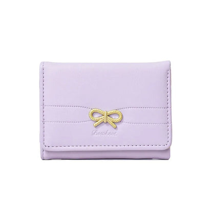 Fashion Wallets Girls Cute Bow Small Wallet Aesthetic Card Holder Classic Three Fold Purse For Women Student Simple Coin Pouch Beauty World Shop