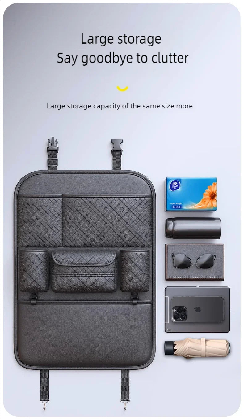 Multi-functional Car Seat Back Organizer High-Capacity Multi-Pocket Backseat Storage Bag Wear-Resistant Anti Kick Mat Beauty World Shop