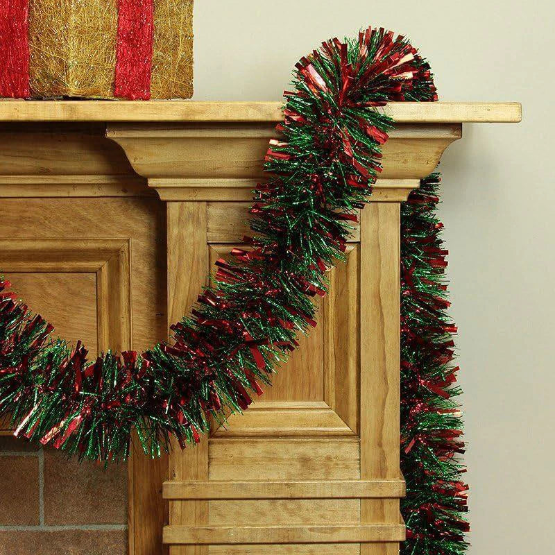 Christmas Tinsel Garlands Decoration Bar Tops 2/10M Red Green Wreath Xmas Tree Ornaments Party Home Staircase Decor Pendant Prop Beauty World Shop