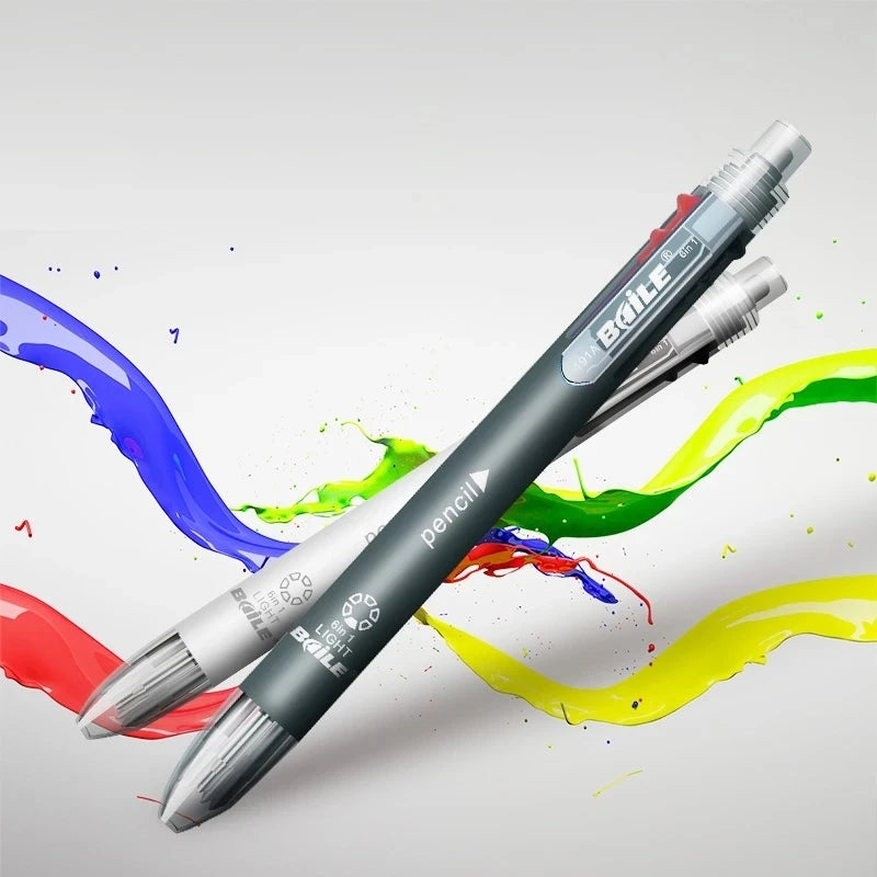 6 In 1 Multicolor Ballpoint Pens 5 Colors Ball Pen 1 Automatic Pencil With Eraser For School Office Writing Supplies Stationery Beauty World Shop