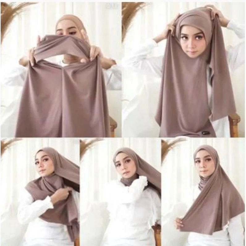 Premium Jersey Instant Hijab Good Stitch Stretchy Jersey Scarf Malaysia Wraps Plain Muslim Turban Headband Shawls Supplier Beauty World Shop
