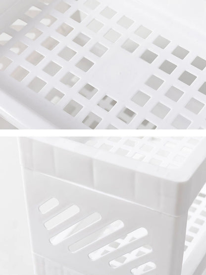 1PC PP Desktop Double Layer Storage Rack Rectangular White Organizing Student Desk Office Cosmetics Stationery Beauty World Shop