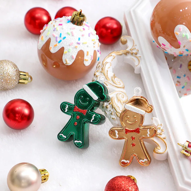 Christmas decoration: 42 exquisite painted Christmas balls in magenta, green, and gold, Christmas tree pendant set Beauty World Shop