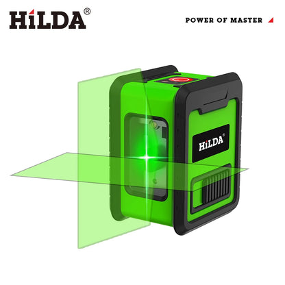 HILDA Laser Level Meter 2-Line Cross Green Level Laser Horizontal & Vertical Nivel Laser Self-Leveling лазерный уровень Men Gift Beauty World Shop