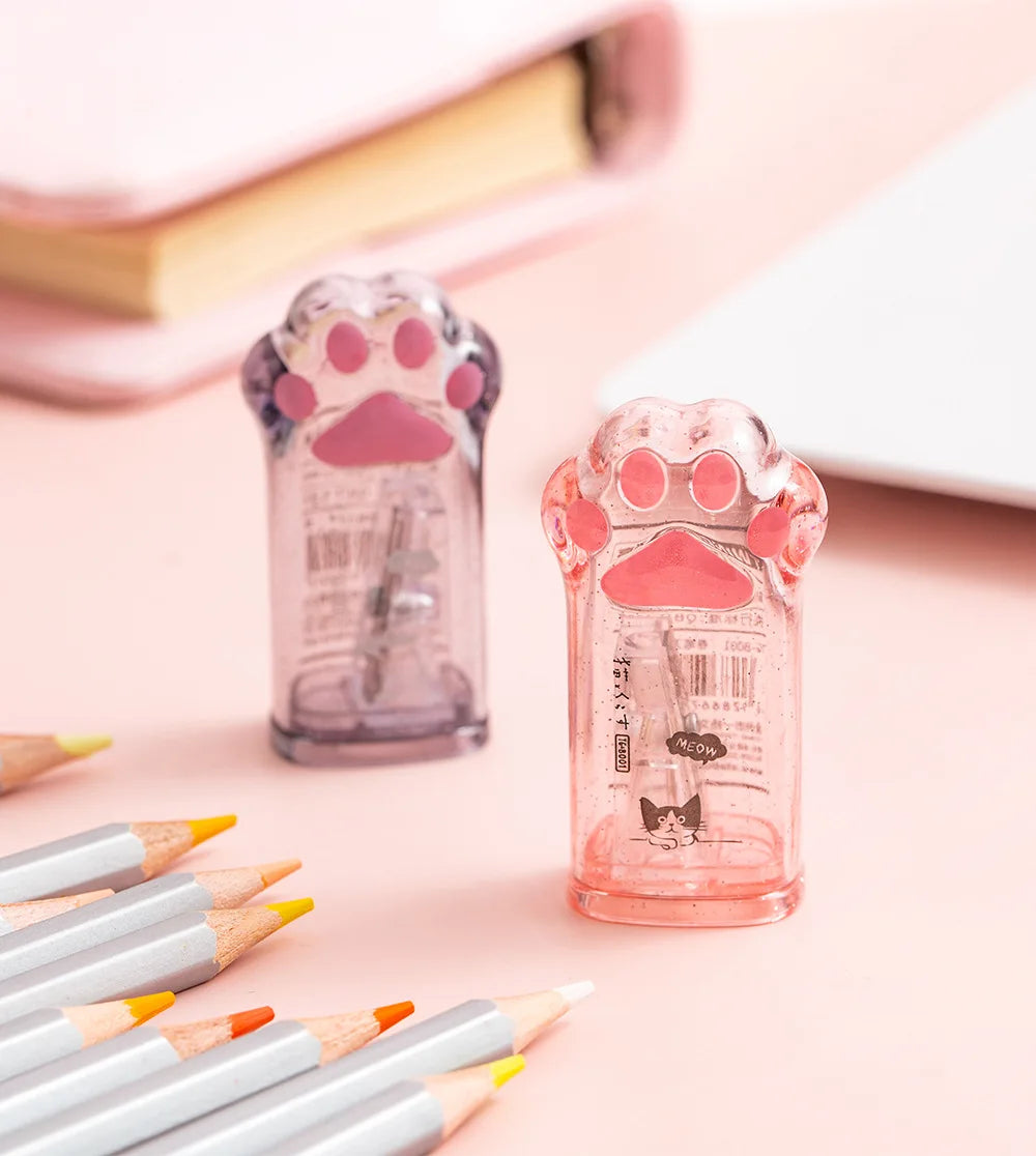Kawaii Cat Paw Shaped Pencil Sharpener Stationery Kids Gift  Cute School Supplies  Korean Stationery Beauty World Shop