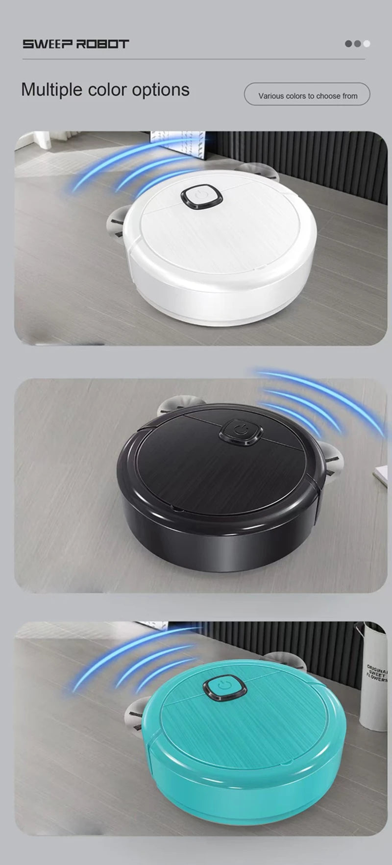 3-in-1 Smart Sweeping Robot Vacuum Mop 4000pa Strong Suction Washable Mop For Pet Hair Hard Floor Ideal Home Kitchen Room 2025