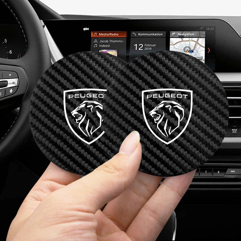 2Pcs Car coaster water anti slip pad silicone waterproof interior accessories For New Peugeot 206 208 207 3008 308 2008 107 508 Beauty World Shop