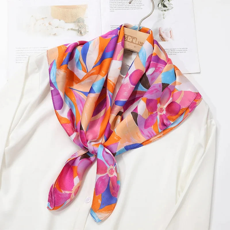 2025 New Fashion Luxury Printed Square Shawl Women 70x70cm Pashmina Silk Scarf Neck Headband Bandana Beauty World Shop
