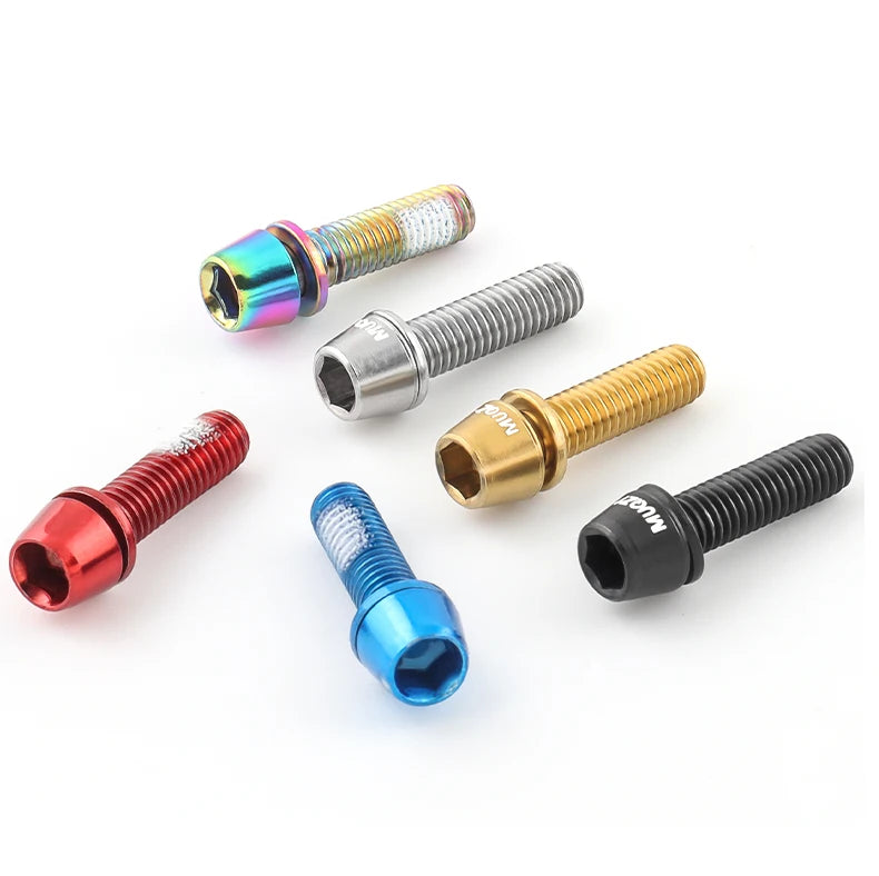 MUQZI 6pcs Stem Bolts M5x17mm Bicycle Handlebar Stem Screw With Washer MTB Road Bike Stem Riser Screw Beauty World Shop
