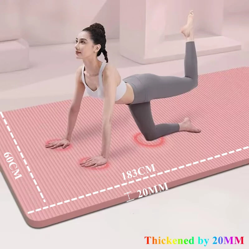 20MM 183×60cmThick Yoga Mats Anti-slip Sport Fitness Mat Blanket for Exercise Yoga and Pilates Gymnastics Mat Fitness Equipment Beauty World Shop