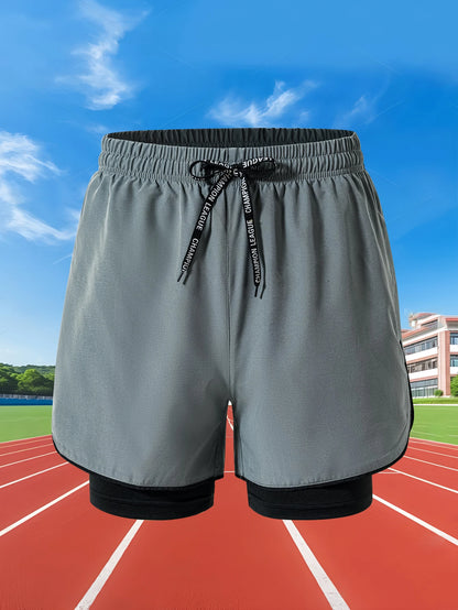Summer Men Running Shorts Fitness Gym Training 2 in 1 Sports Shorts Quick Dry WorkoutJogging Double Deck Shorts Beauty World Shop