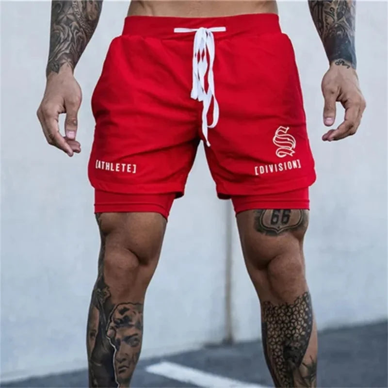 2025 NEW 2 IN 1 Sport Running Casual Breathable Shorts Men Double-deck Jogging Quick Dry GYM Shorts Fitness Workout Men Shorts