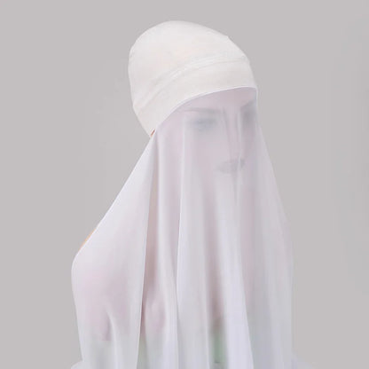 Muslim Women Bonnet + Chiffon Shawl Instant Under scarf Cap Islam Inner Scarf Headband Stretch Hijab Cover Headwrap Turbante Beauty World Shop
