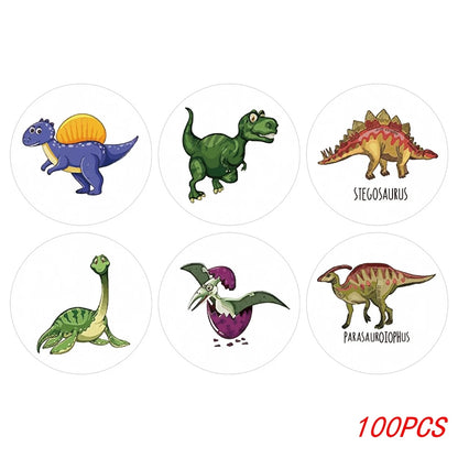 100-500pcs 1'' Round Dinosaur Stickers for Teacher Reward Stickers School Supplies Animal Incentive Roll Sticker for Home Beauty World Shop