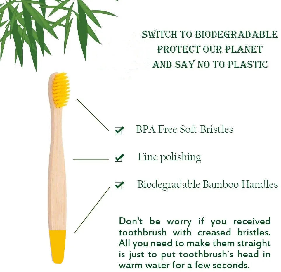 10/20/50/100/150Pcs Children's Bamboo Toothbrush Soft Fiber Bristles Biodegradable Environmentally Friendly Children's Toothbrus Beauty World Shop