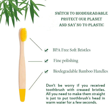 10/20/50/100/150Pcs Children's Bamboo Toothbrush Soft Fiber Bristles Biodegradable Environmentally Friendly Children's Toothbrus Beauty World Shop