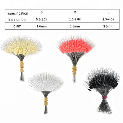 300Pcs Silicone Space Bean Oval Stopper Bobber Profession Fishing Float Resistance Anti-Strand Fish Line Fishing Gear Beauty World Shop