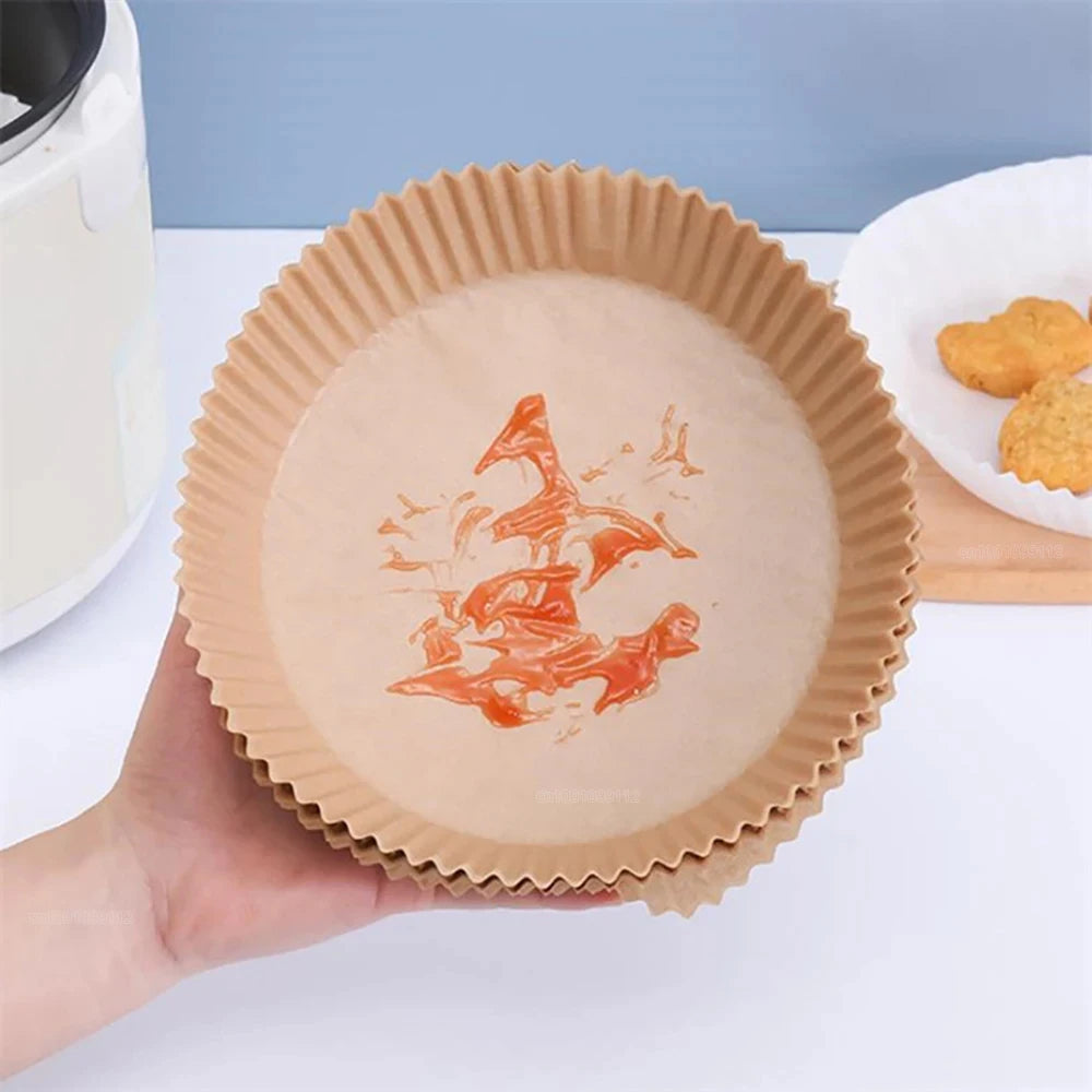 50/100Pcs Air Fryer Disposable Paper Non-Stick Airfryer Baking Papers Round Air-Fryer Paper Liners Paper Kitchen Accessories Beauty World Shop