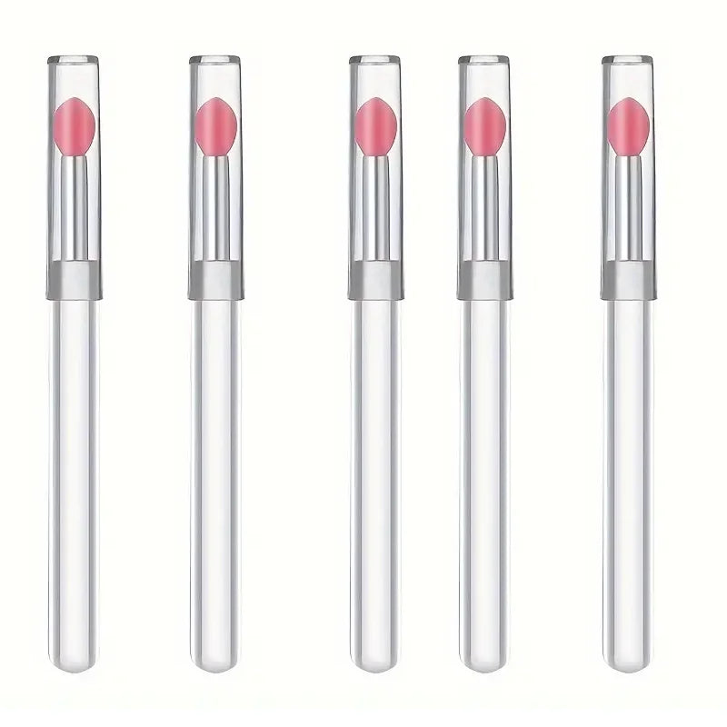 1/3/5PCS Portable Silicone Lip Brush With Cover Soft Multifunctional Lip Balm Applicator Lipstick Lipgloss Makeup Brushes Beauty World Shop