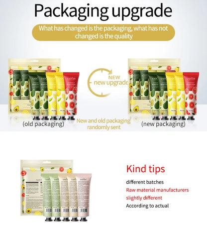 5Pcs/set Fruit Plant Fragrance Hand Cream Sets Moisturizing Repair Anti Dry Hand Lotion Sets Hands Skin Care Products Beauty Trend Shop