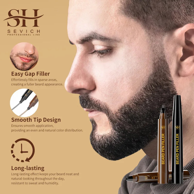 Waterproof Beard Pen Filler Men Moustache Coloring Pen Beard Coloring Filling Enhancer Black Fiber Hair Beard Stuffing Pen Tool Beauty World Shop