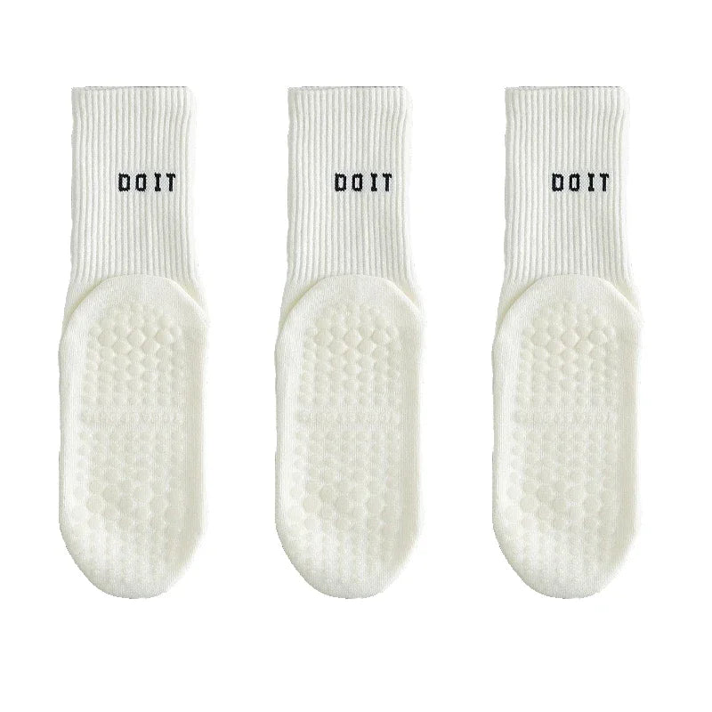 3 Pairs Cotton Yoga Socks For Women Solid Color Professional Non-slip Pilates Dance Gym Sports Breathable Fitness Floor Socks Beauty World Shop