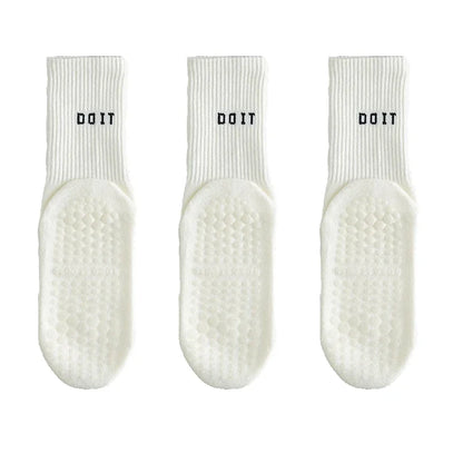 3 Pairs Cotton Yoga Socks For Women Solid Color Professional Non-slip Pilates Dance Gym Sports Breathable Fitness Floor Socks Beauty World Shop