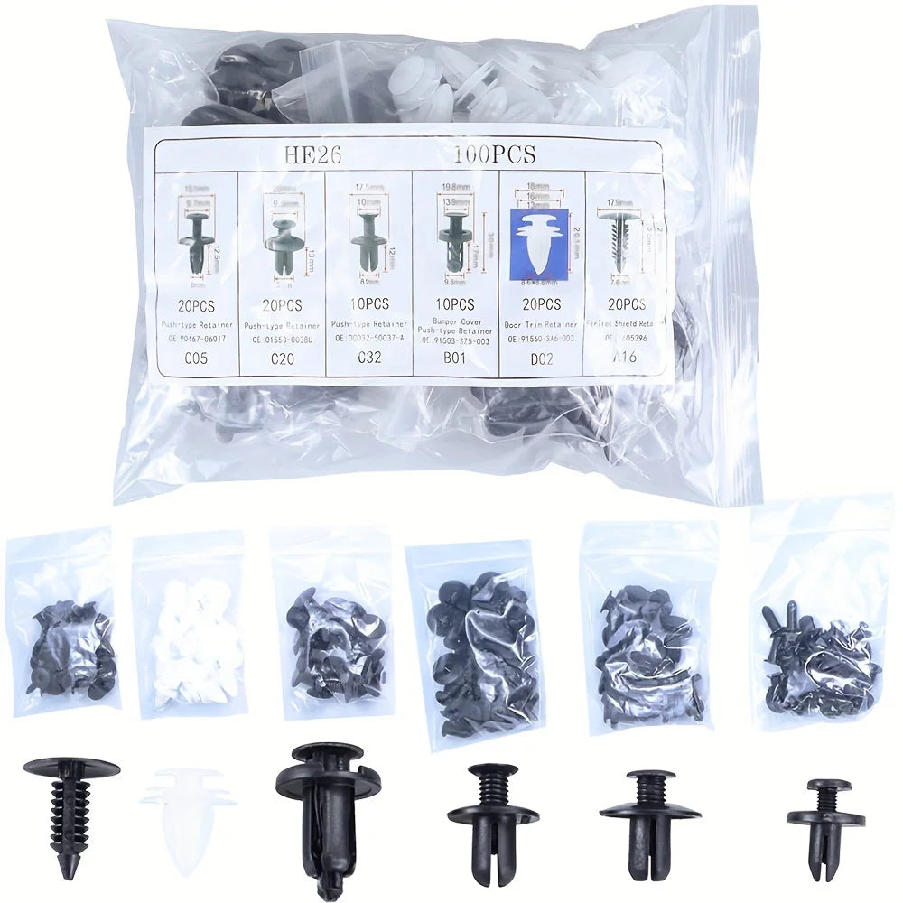 Auto Fastener Clip Mixed Car Body Push Retainer Pin Rivet Bumper Door Trim Panel Fastener Kit Car Clips Box or Bag packaging Beauty World Shop