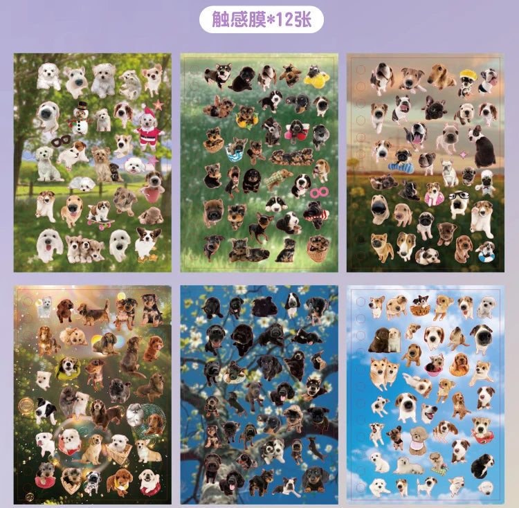 Cute Pets Theme Sticker Book 30 Sheets/Bag with Ring Binding for Scrapbooking DIY Collage Material Background Decoration Beauty World Shop