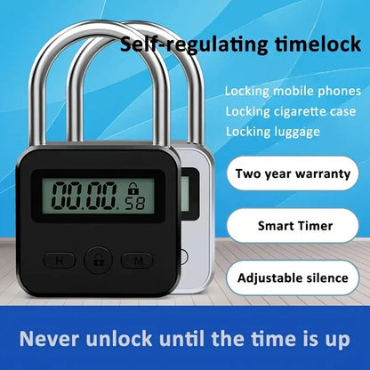 Timer Padlock LCD HD Display Add Backlight Zinc Alloy 99 Hours Max Timing Super Long Standby Anti-addiction Electronic Lock Beauty Trend Shop