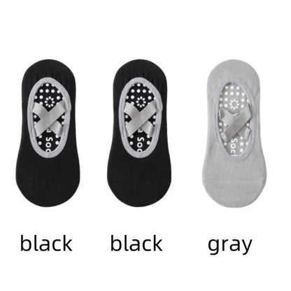 1/ 3Pair Professional Women Yoga Sock Silicone Anti-slip Ballet Pilates Socks Women Backless Breathable Bandage Yoga Sport Socks Beauty World Shop
