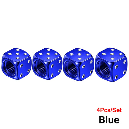 Aluminum Dice Tire Valve Caps Dustproof Car Truck Motocycle Bike Dice Wheel Stem Tyre Tire Wheel Stem Air Valve Dust Cap Cover Beauty World Shop