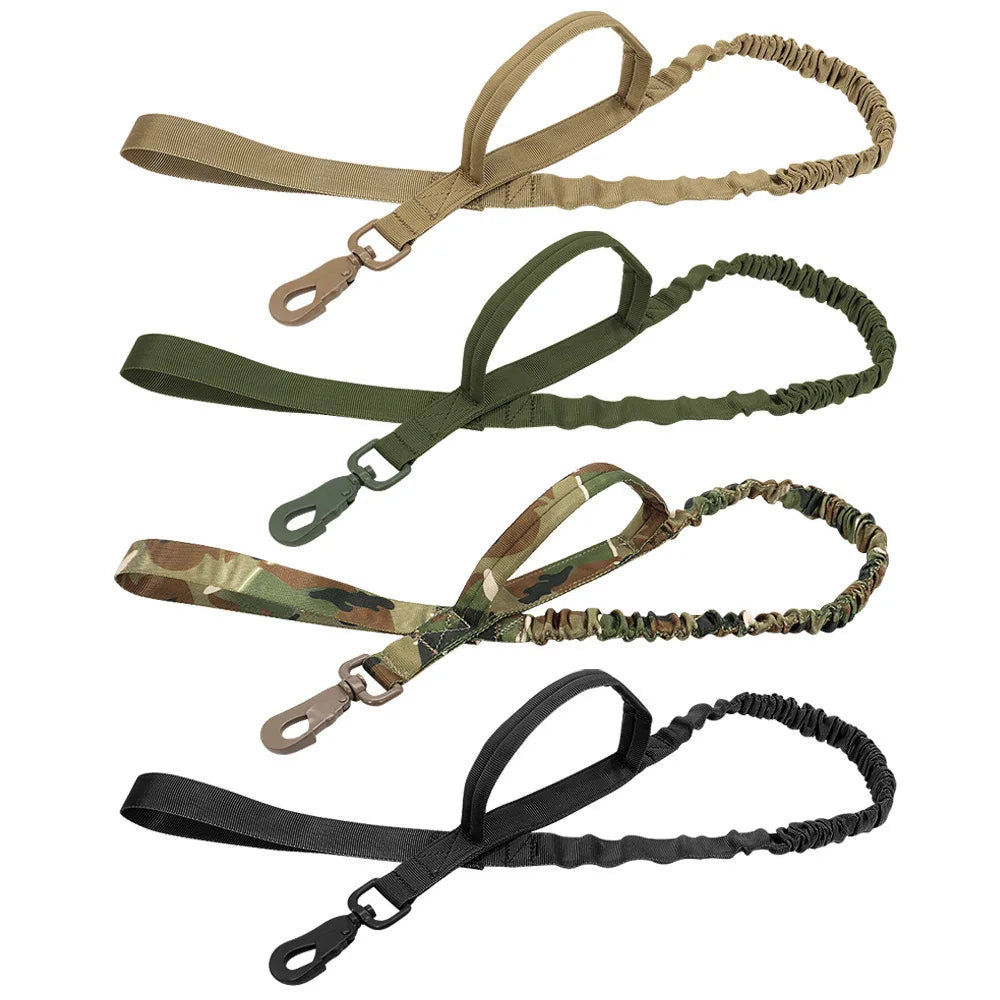 Military Tactical Dog Leash Training Adjustable Quick Release Elastic Leads Rope With 2 Control Handle For Medium And Small Dogs