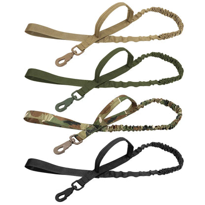 Military Tactical Dog Leash Training Adjustable Quick Release Elastic Leads Rope With 2 Control Handle For Medium And Small Dogs