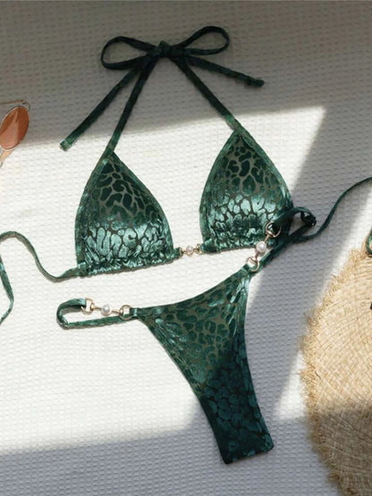 S- XL Leopard Halter Mini Micro Thong Bikini Women Swimwear Female Swimsuit Two-pieces Bikini set Bather Bathing Suit Swim V5207 Beauty World Shop