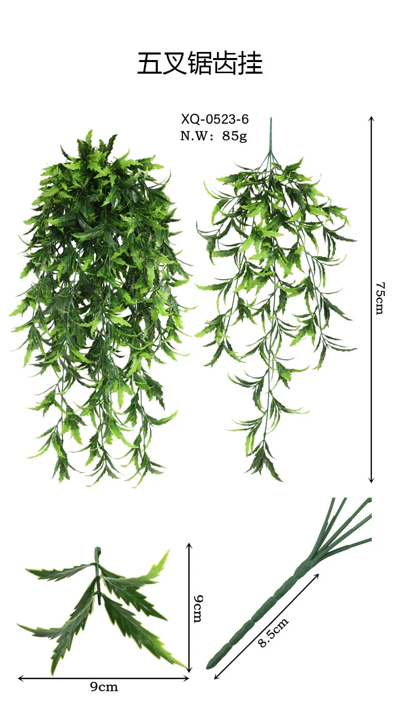 90cm Persian fern Leaves Vines Home Room Decor Hanging Artificial Plant Plastic Leaf Grass Wedding Party Wall Balcony Decoration Beauty World Shop