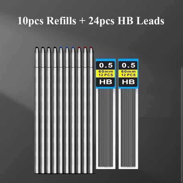 Multifunctional 4-color-in-one gravity-sensing pen metal ballpoint pen/Mechanical Pencil,Black/Red/Blue Ink Oil Signing canetas Beauty World Shop