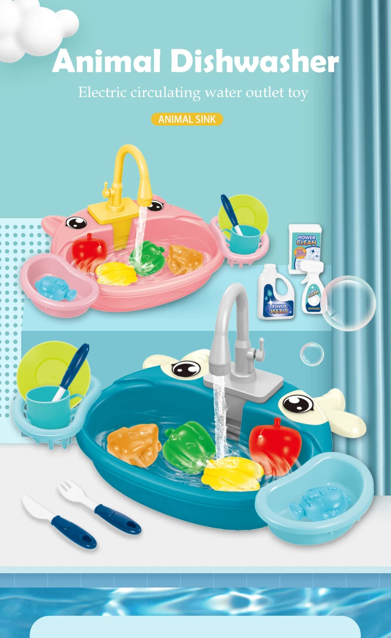 Dishwasher Toys, Kitchen Sink Electric Playing with Running Water  Automatic Water Cycle System Simulated kitchen accessories Beauty World Shop