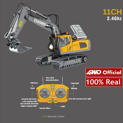 4WD Remote Control Excavator 4x4 Alloy Dump Truck Bulldozer Radio Model RC Car Construction Vehicle Toy Children Kids Gifts Beauty World Shop