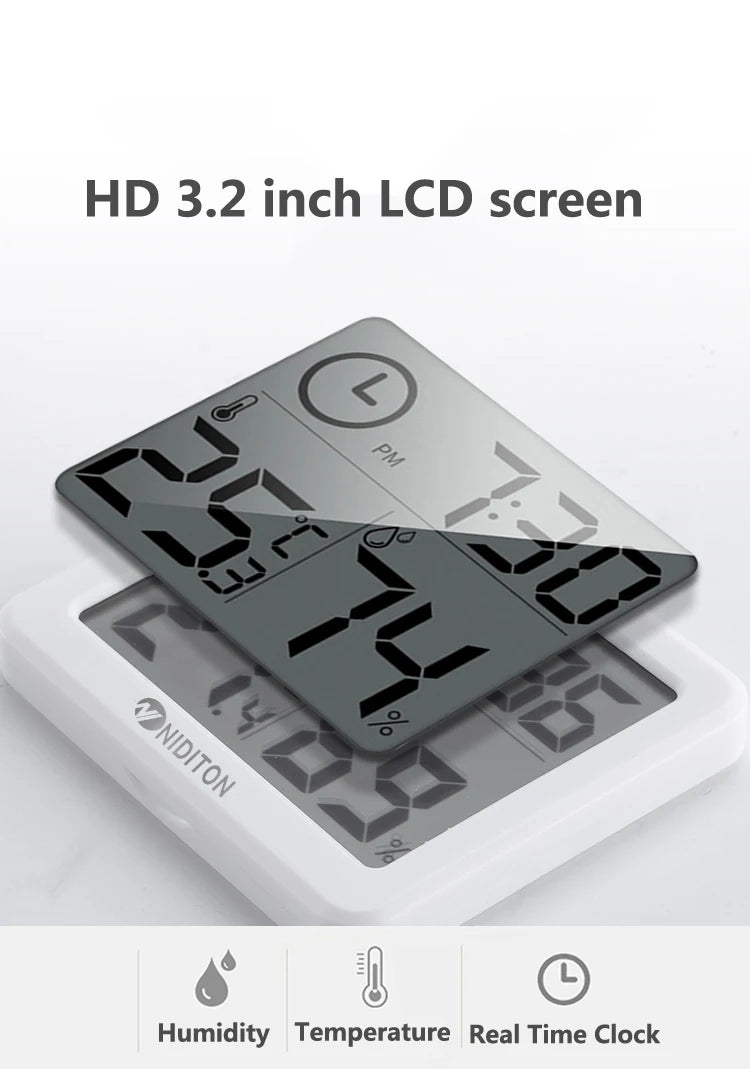Digital Clock Desk Clock with Temperature Humidity  Wall Clocks for  Home Kitchen Office Desk Decorations NIDITON Beauty World Shop