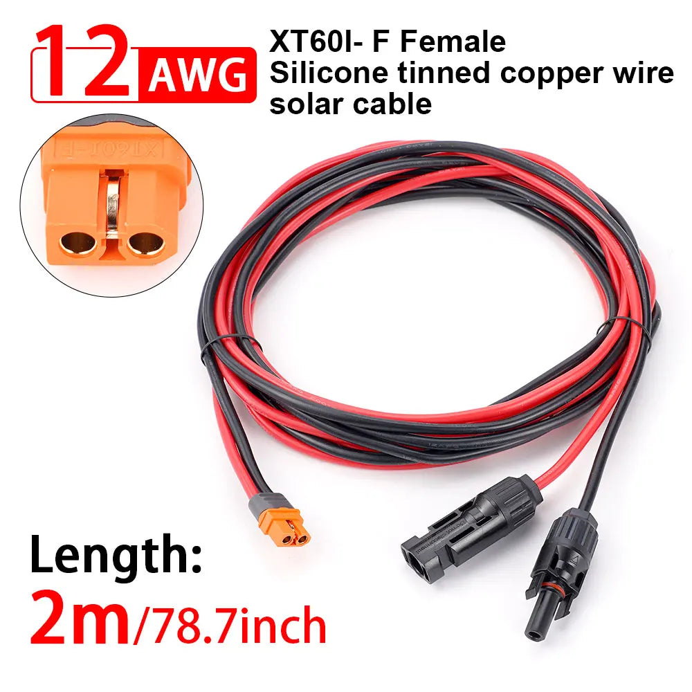 1/2/3M Solar Connector to XT60I- F Adapter 12AWG CableConnect Solar Panel Charge Cable for Solar Generator Portable Power Statio Beauty World Shop