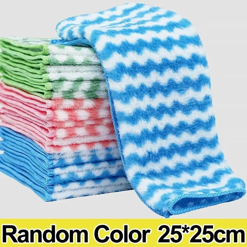 5/10/20pcs Kitchen Towel, Ultra-fine Fiber Light Gray Cleaning Cloth Set, Absorbent, Soft And Stain-removing Cloth Beauty World Shop
